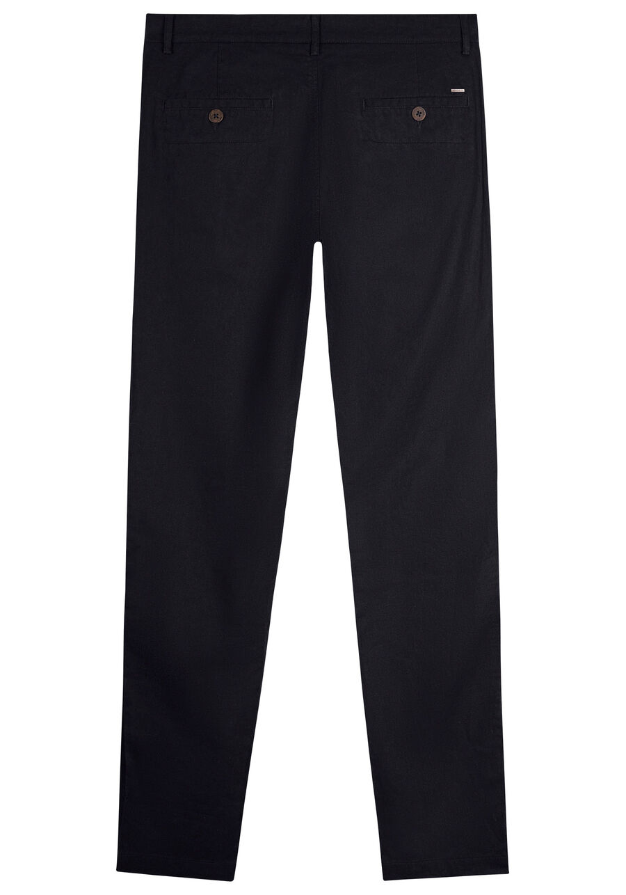 Calça Com Bolsos Em Tecido Plano Com Linho, MARINHO IMPERIO. Calça Com Bolsos Em Tecido Plano Com Linho, MARINHO IMPERIO, large.