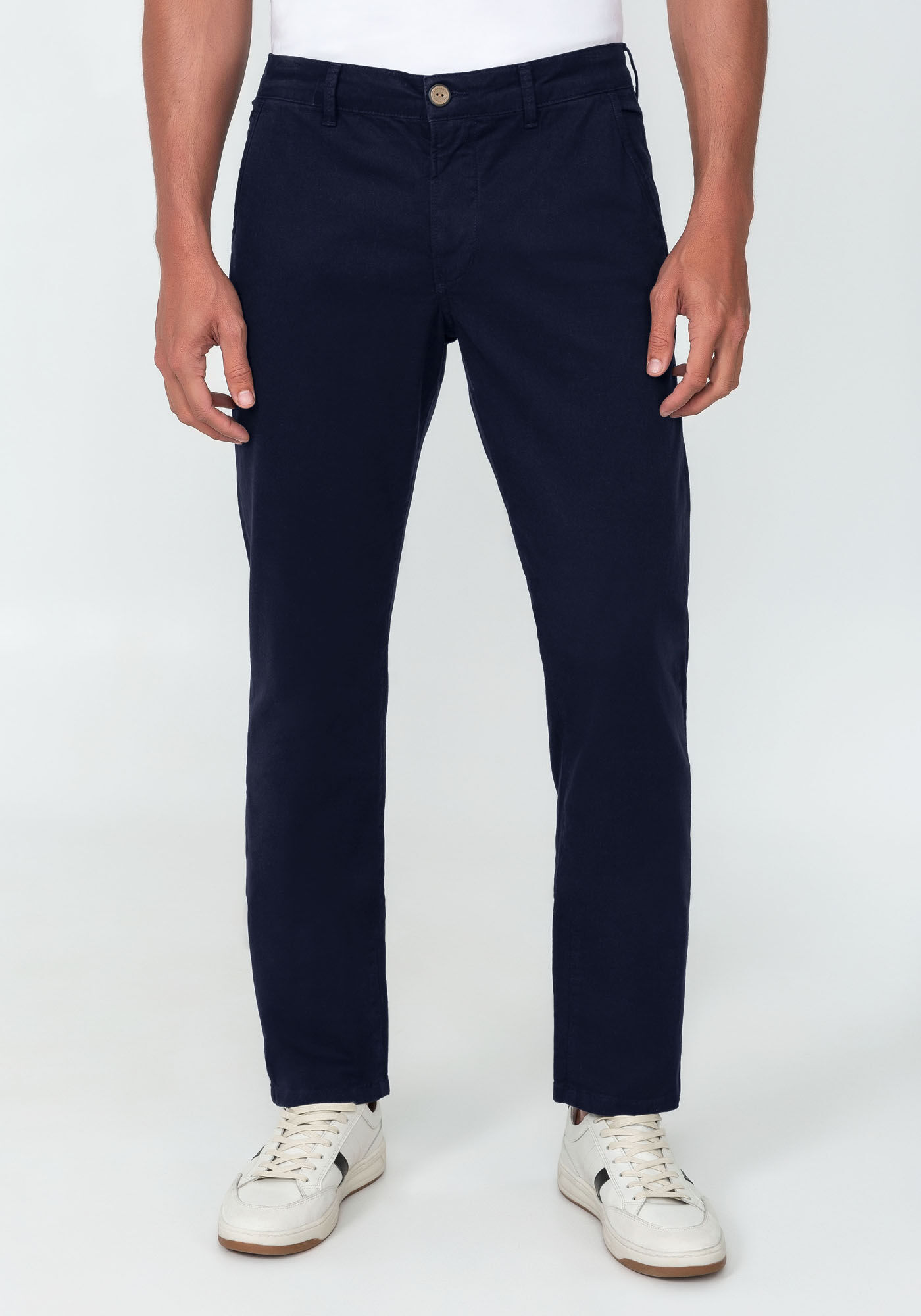 Calça sarja masculina sales reta