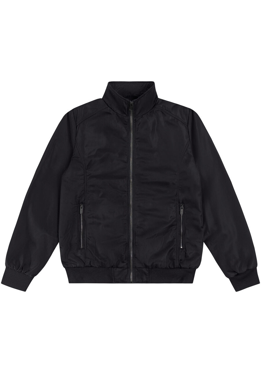 Jaqueta Bomber Masculina em Nylon, PRETO REATIVO, large.