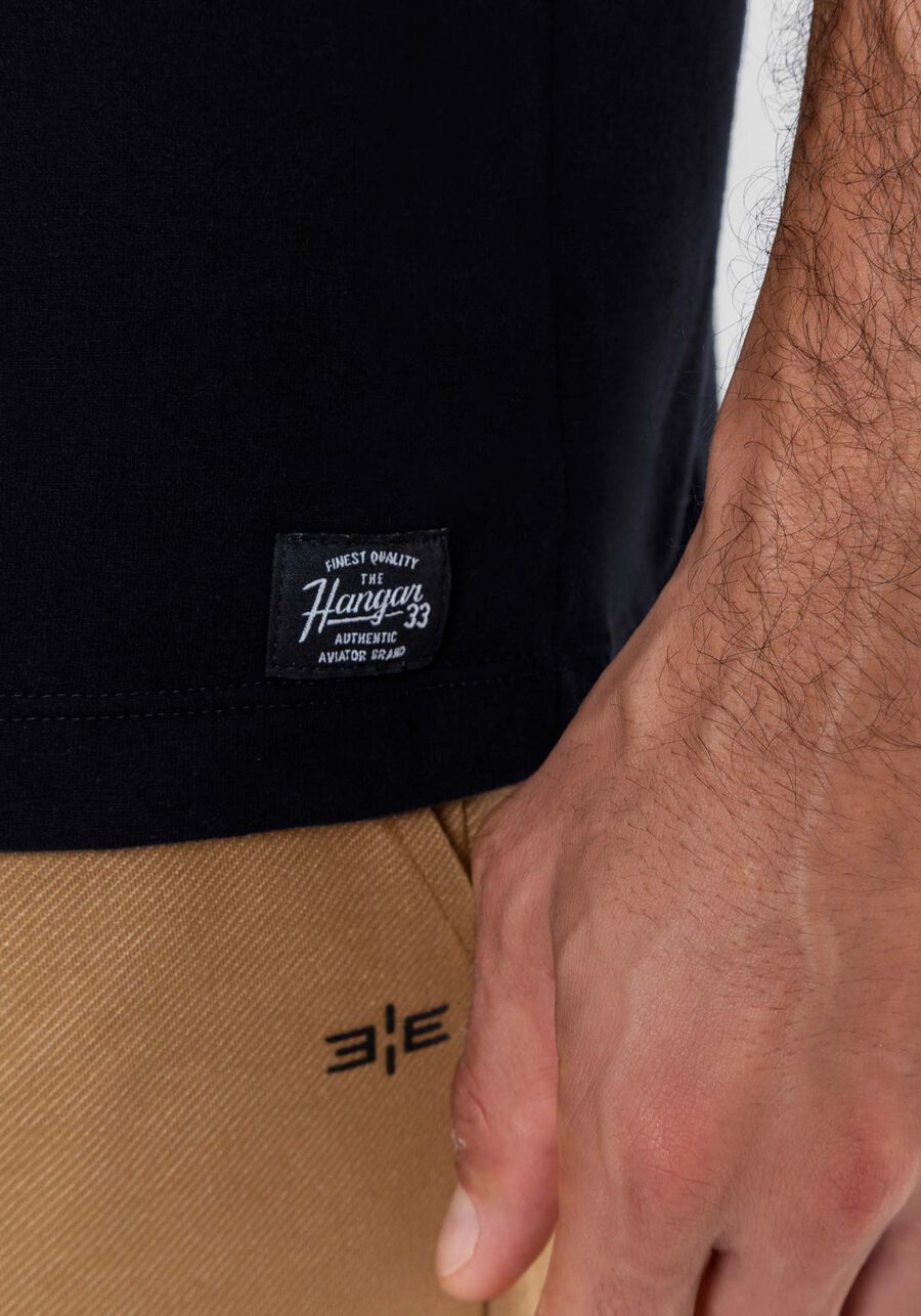 Camiseta Masculina em Meia Malha Estampada, PRETO REATIVO. Camiseta Masculina em Meia Malha Estampada, PRETO REATIVO, large.