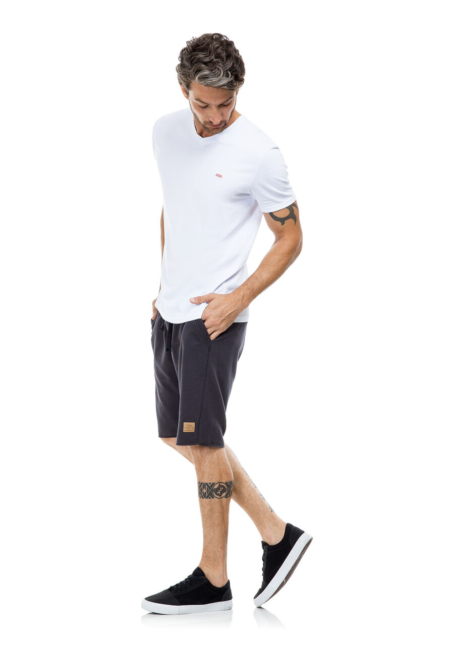 Bermuda Masculina em Moletom com Cadarço, CINZA NOTI. Bermuda Masculina em Moletom com Cadarço, CINZA NOTI, large.