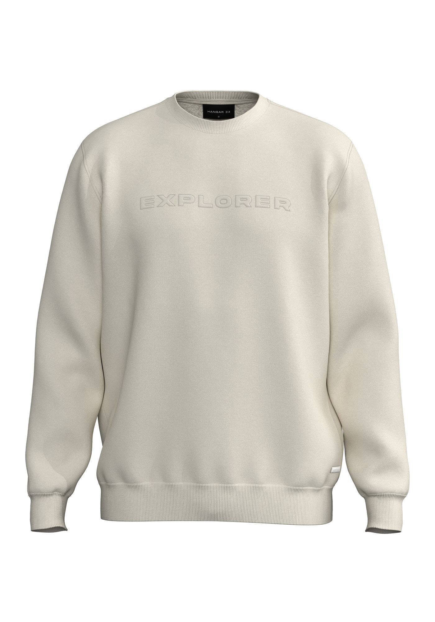 Blus&atilde;o Em Moletom Peluciado Com Gola Redonda E Punhos, BRANCO OFF WHITE, large.