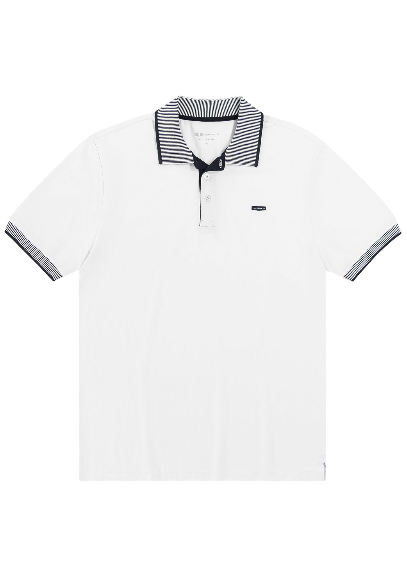 Camisa Polo Masculina com Retil&iacute;nea Contraste, BRANCO, large.
