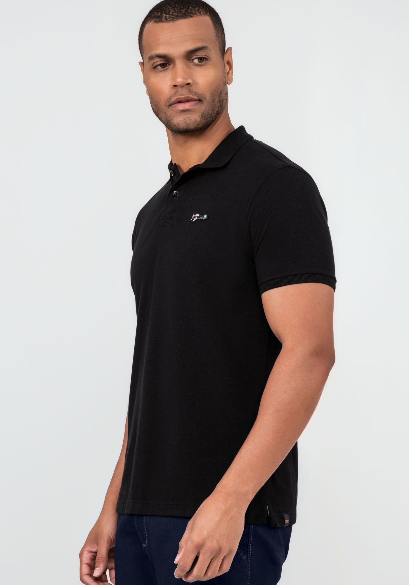 Camisa Polo Masculina Piquet Algod&atilde;o Pima, PRETO ALBATROS, large.