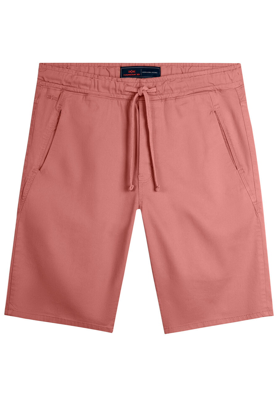 Bermuda Jogging Com Bolsos Em Sarja Denim Malha, ROSA FAIRY. Bermuda Jogging Com Bolsos Em Sarja Denim Malha, ROSA FAIRY, large.