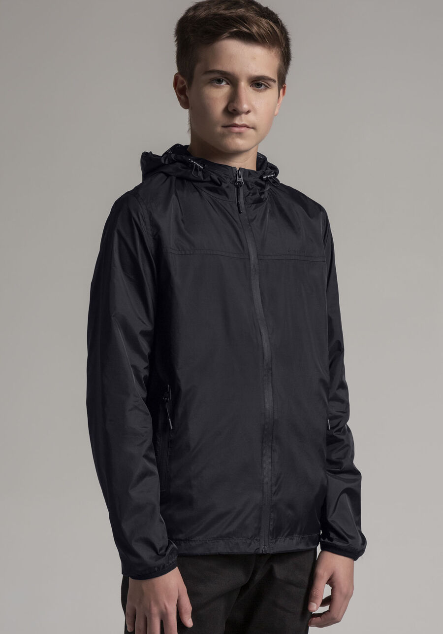 Jaqueta Juvenil Corta Vento com Capuz, PRETO REATIVO. Jaqueta Juvenil Corta Vento com Capuz, PRETO REATIVO, large.