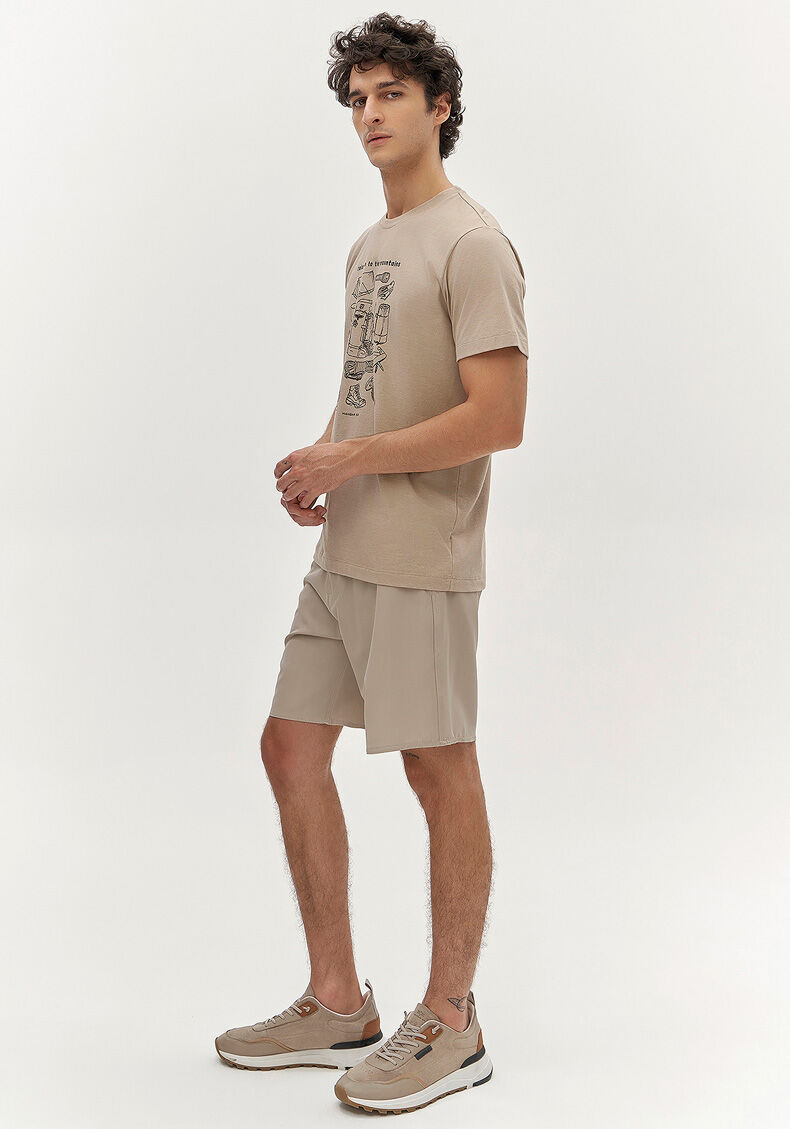 Camiseta Masculina Manga Curta Estampada, BEGE PANAMA, large.