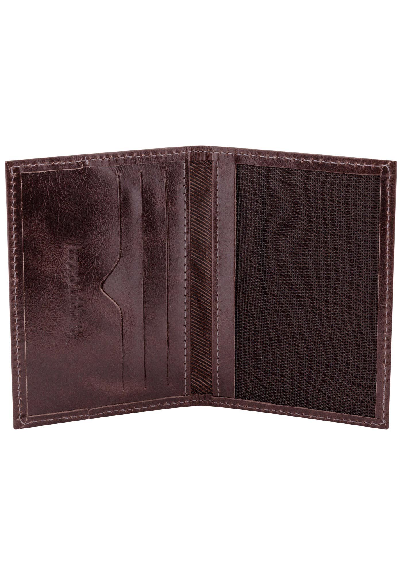 Carteira Masculina De Couro Porta Cart&atilde;o, MARROM, large.