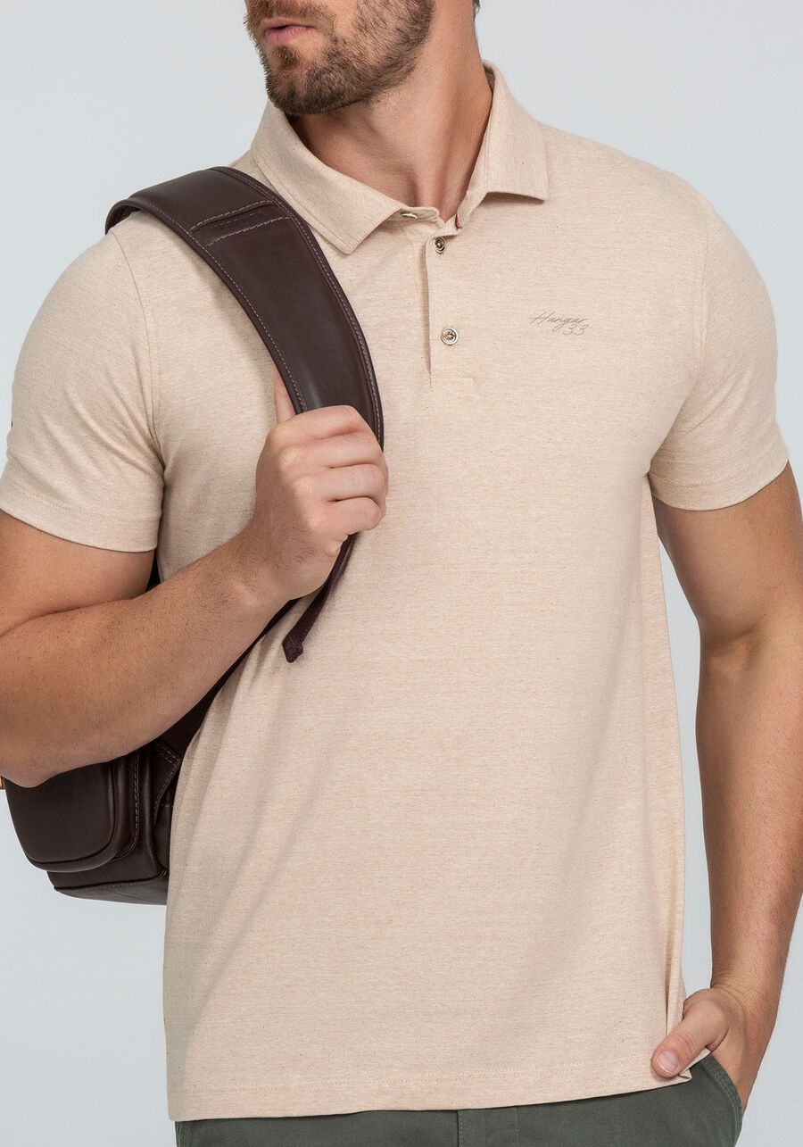 Camisa Polo Malha Terra com Retilínea, BEGE COUNTRY. Camisa Polo Malha Terra com Retilínea, BEGE COUNTRY, large.