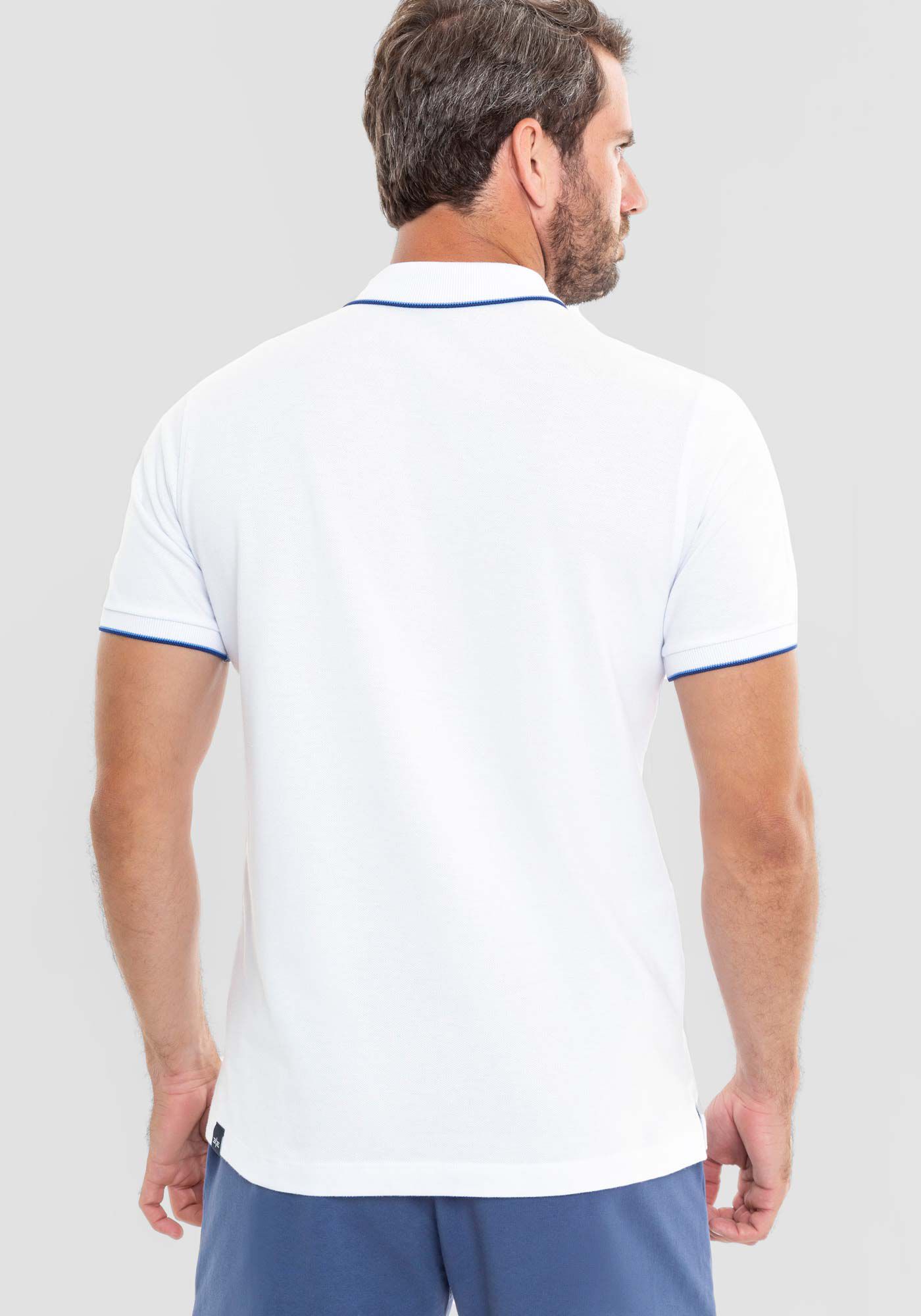 Camisa Polo Masculina em Malha Piquet com Bordado, BRANCO, large.