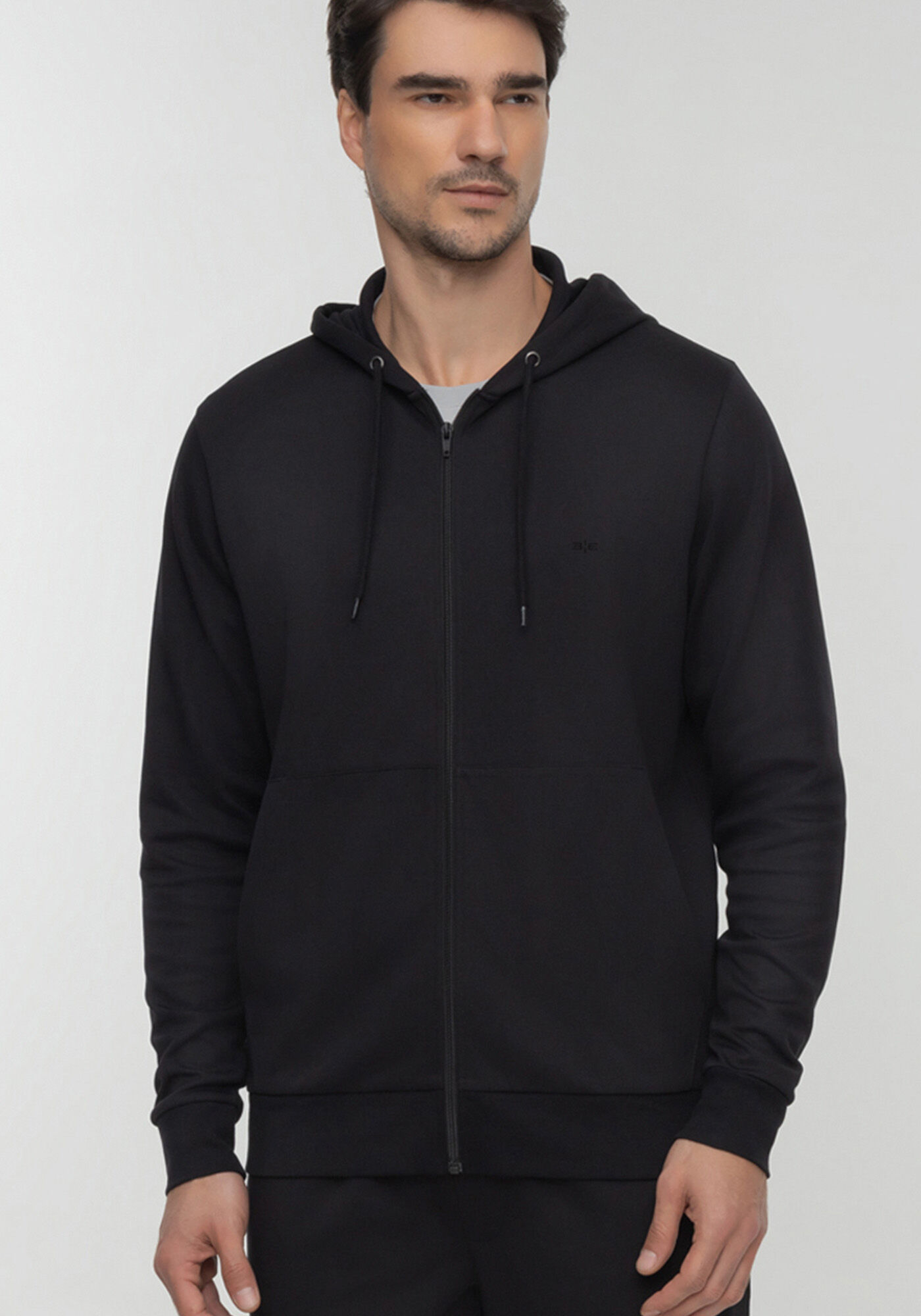 Jaqueta Com Capuz Em Malha Premium, PRETO REATIVO, large.