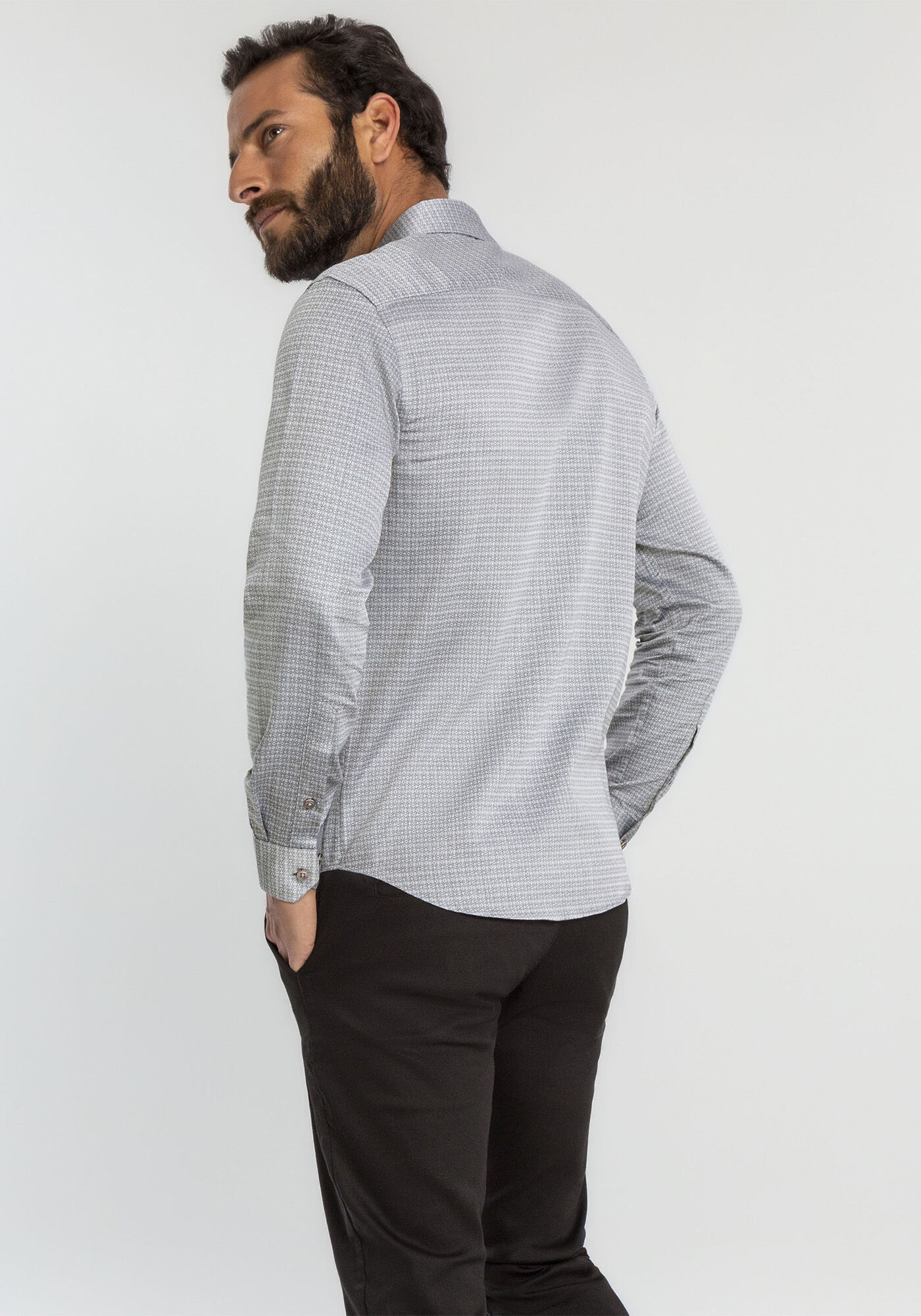 Camisa Gola Italiana Jacquard Slim Fit, , large.