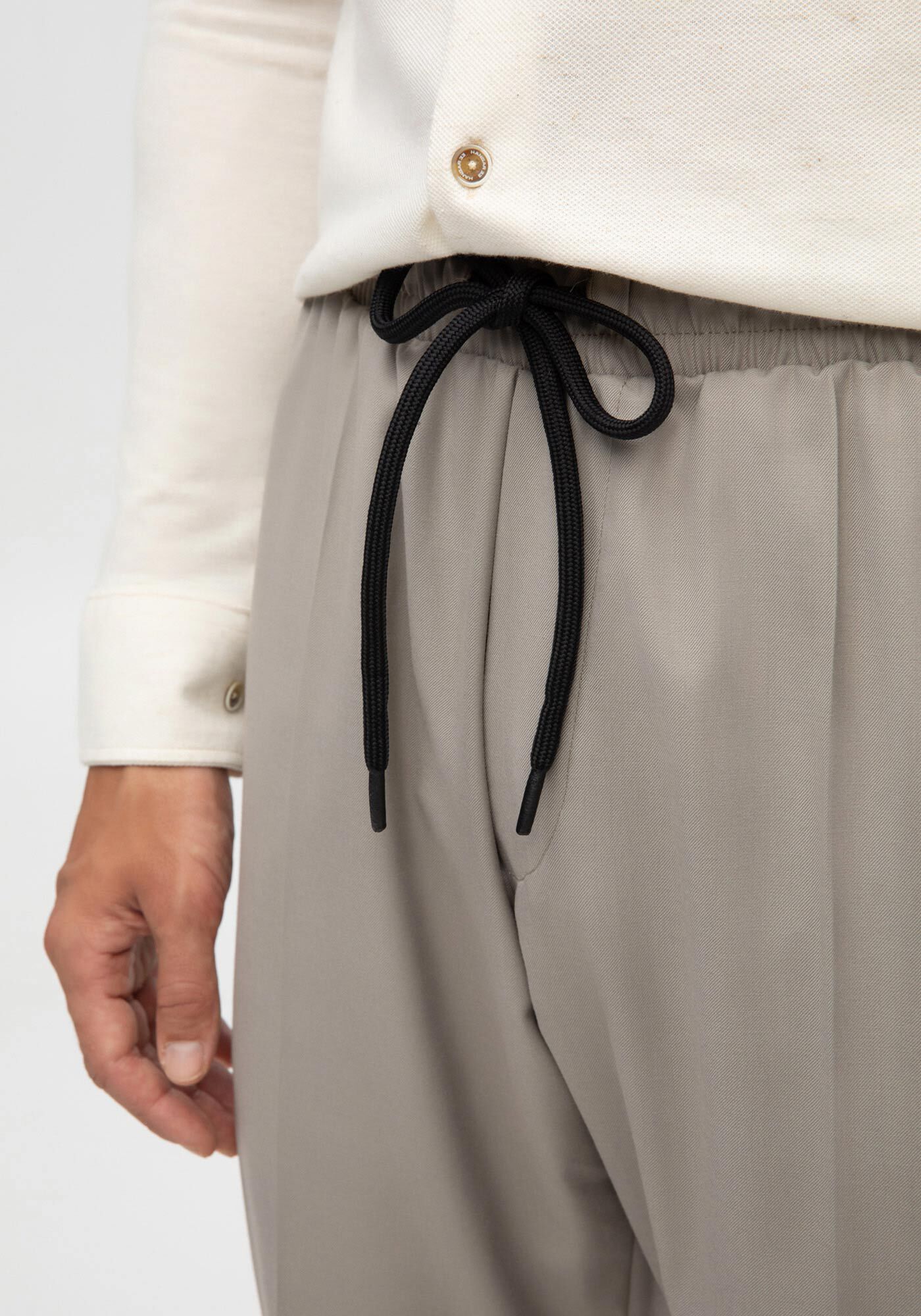 Cal&ccedil;a Masculina em Tecido Alfaiataria com Cadar&ccedil;o, BEGE RUSSET, large.