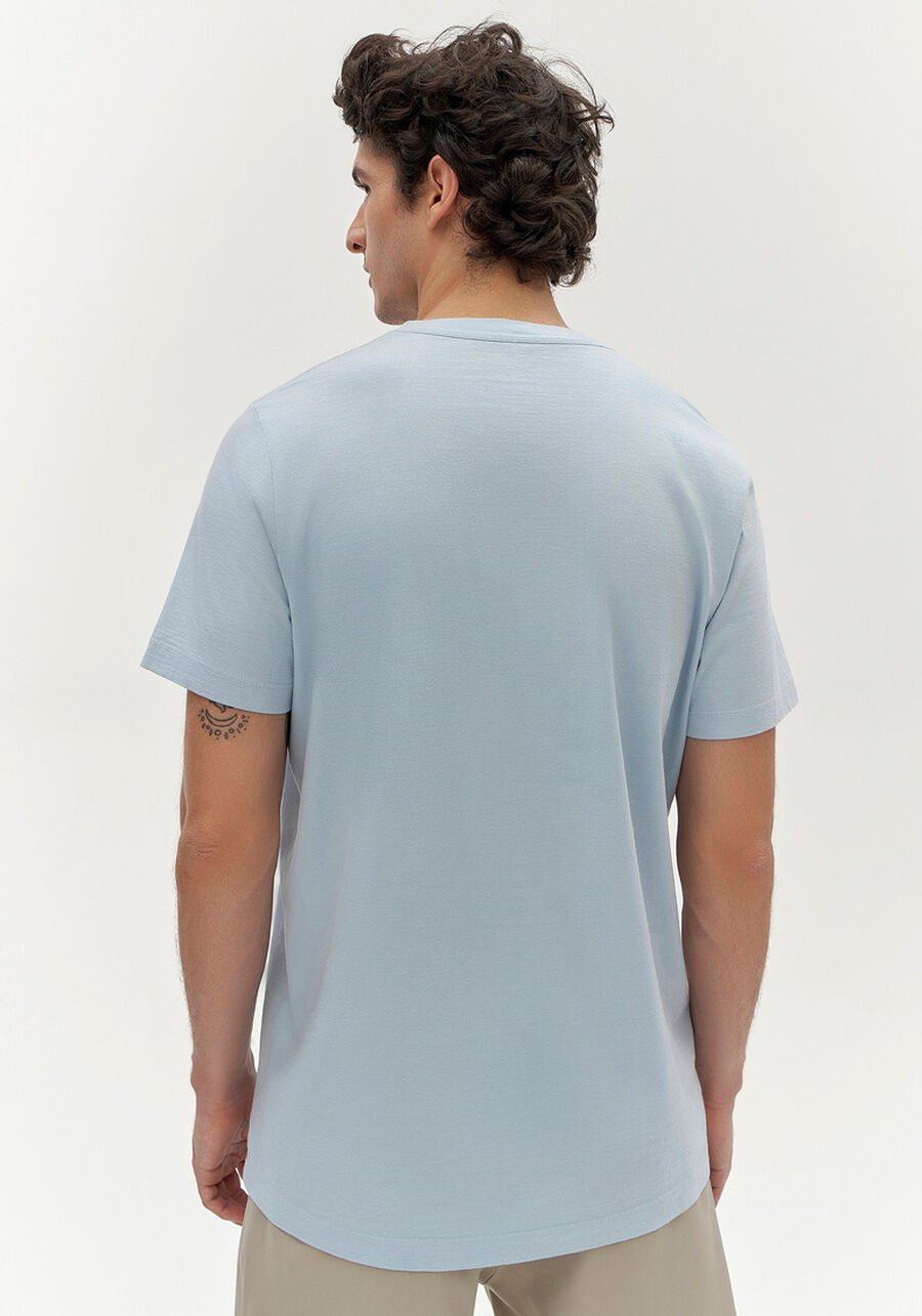 Camiseta Masculina em Malha Estampada, AZUL EXPRIM. Camiseta Masculina em Malha Estampada, AZUL EXPRIM, large.