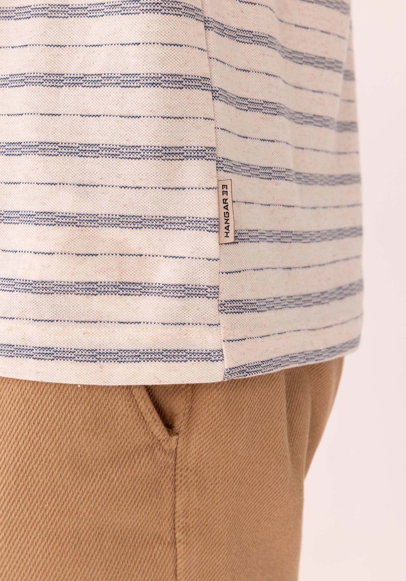 Camisa Polo Com Mangas Curtas Em Malha Piquet Com Linho, MARINHO IMPERIO, large.