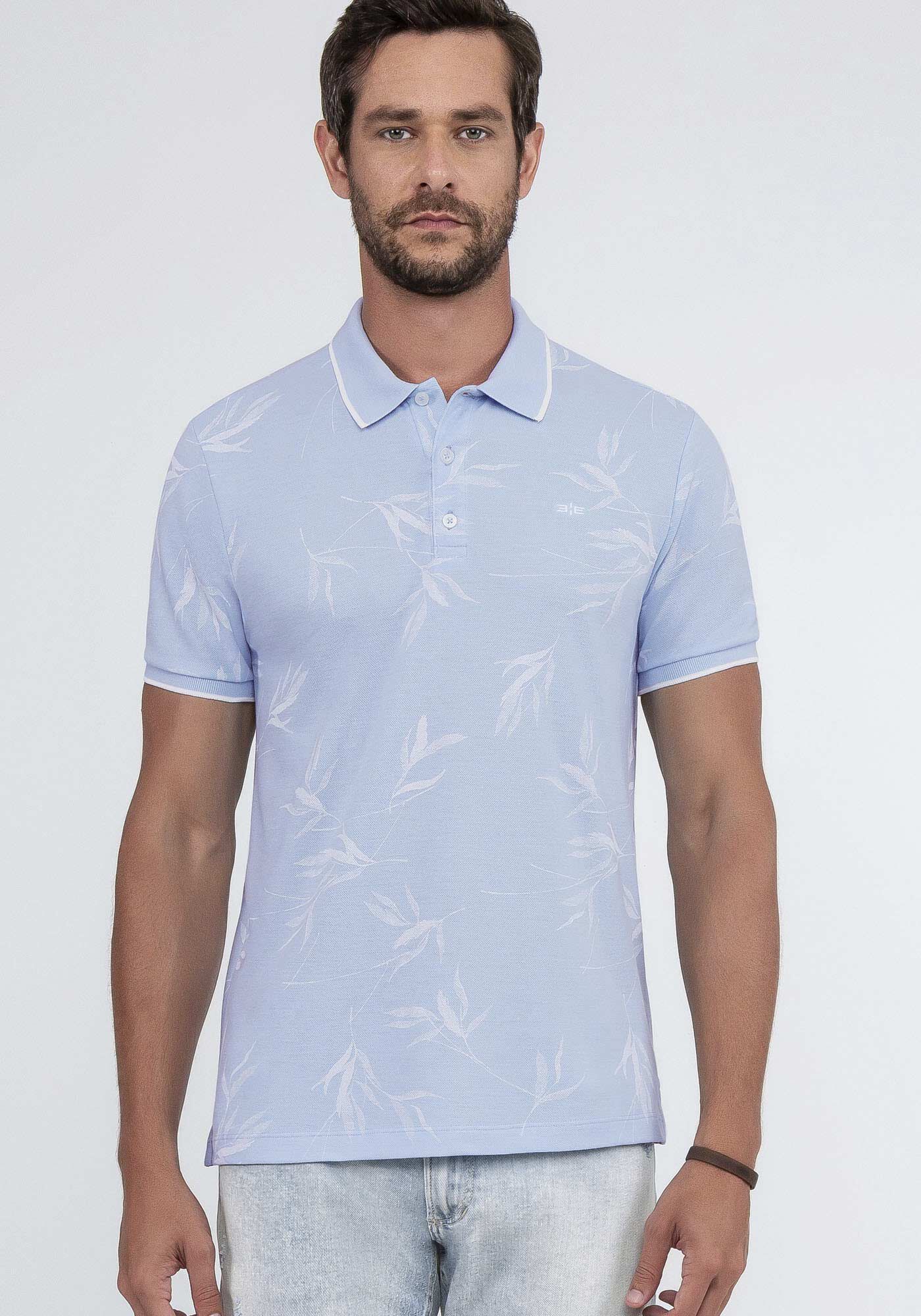 Camisa Polo Masculina em Malha Piquet Estampada Hangar 33