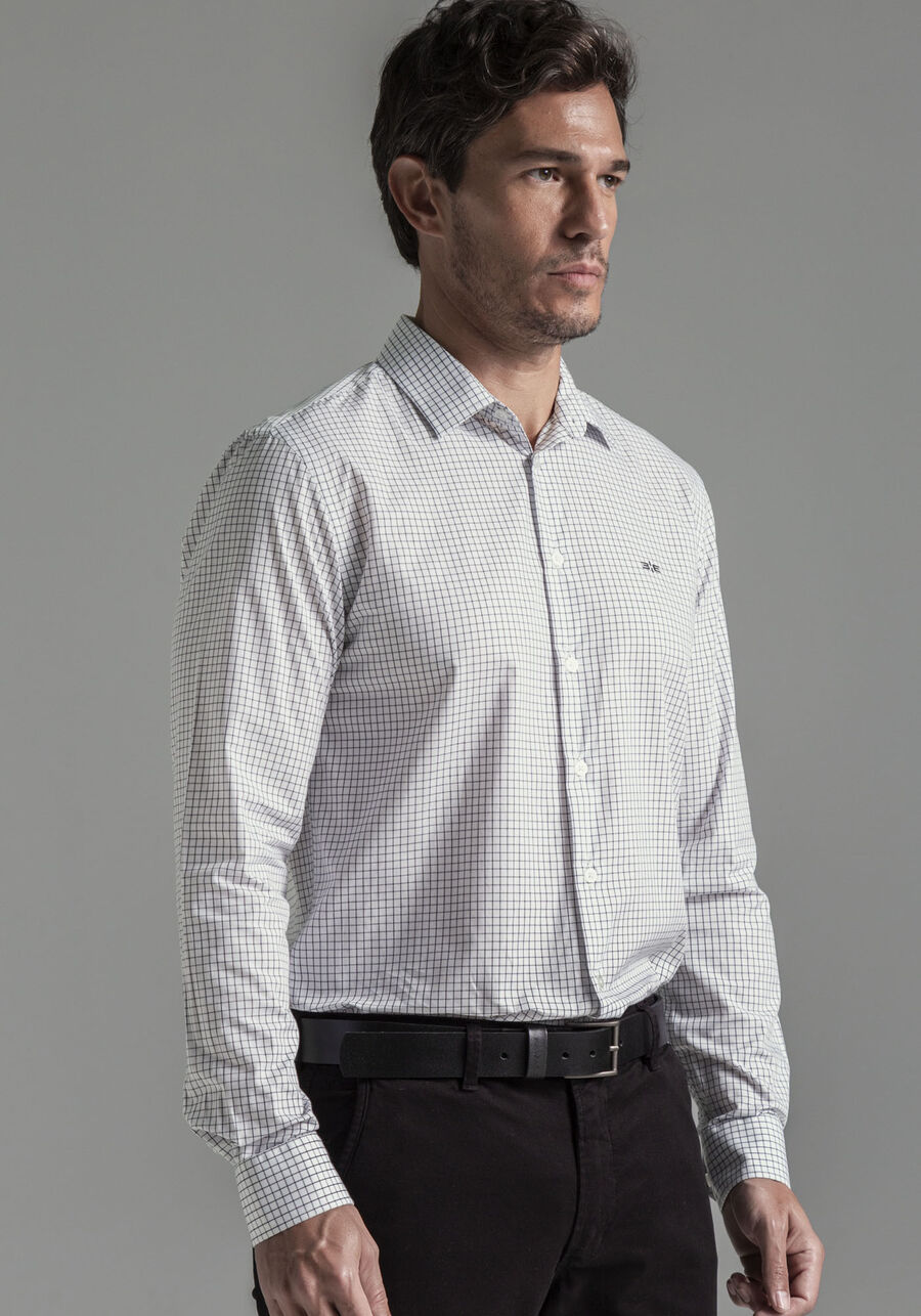 Camisa Masculina Slim Fit em Fio Egípcio, BRANCO, large.