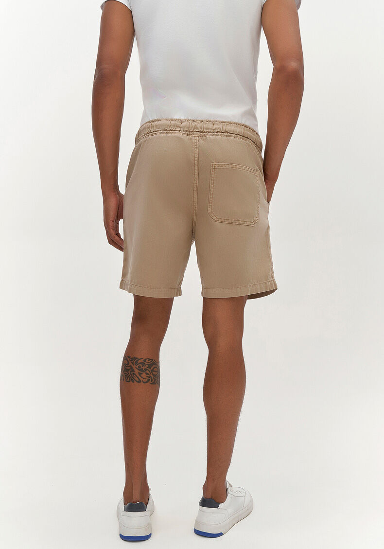 Shorts Jogging Com Bolsos Em Sarja Estonada, BEGE WOOL, large.