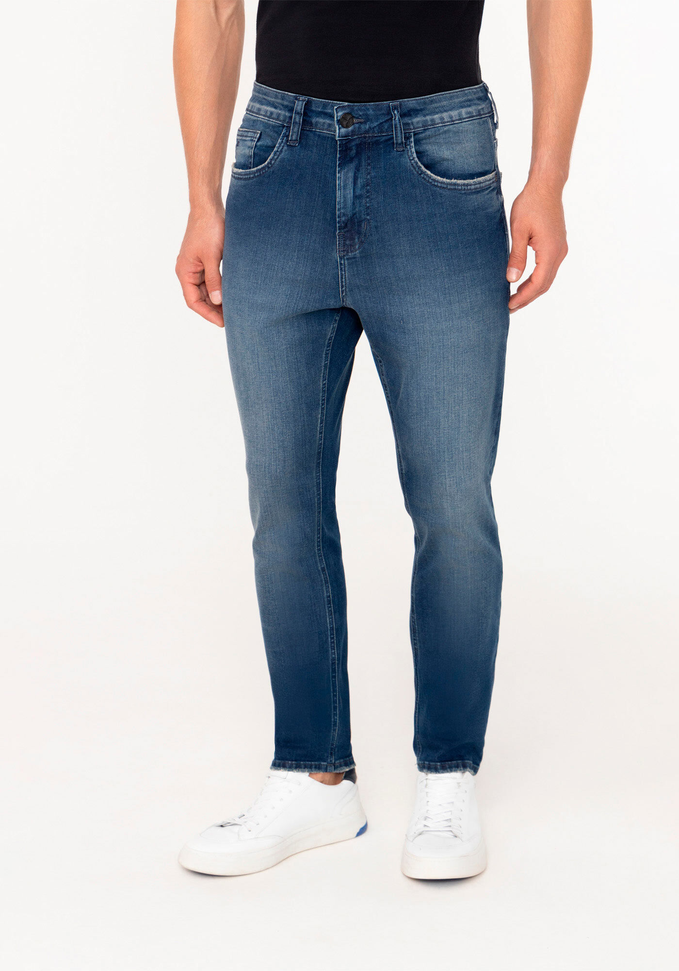 Cal&ccedil;a Jeans Masculina Reta Radial Com Elastano E Bolsos, JEANS, large.