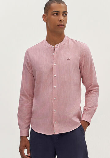 Camisa Masculina Com Gola Padre E Mangas Longas Slim Fit, BORDO WITCH. Camisa Masculina Com Gola Padre E Mangas Longas Slim Fit, BORDO WITCH, large.