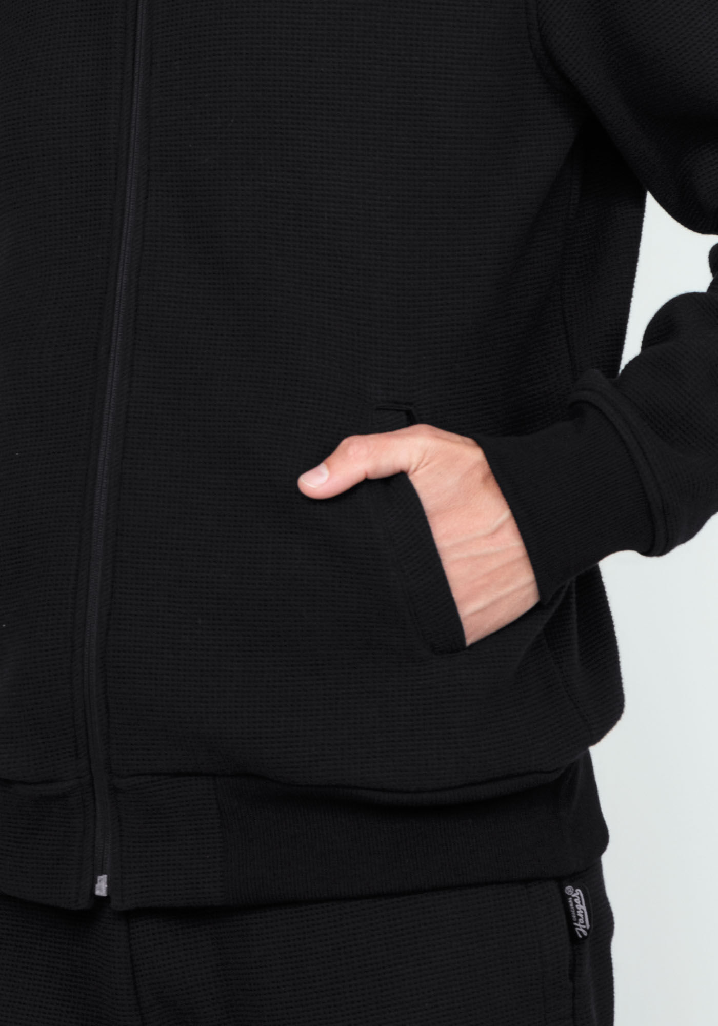 Jaqueta Bomber em Moletom com Bolsos, PRETO REATIVO, large.