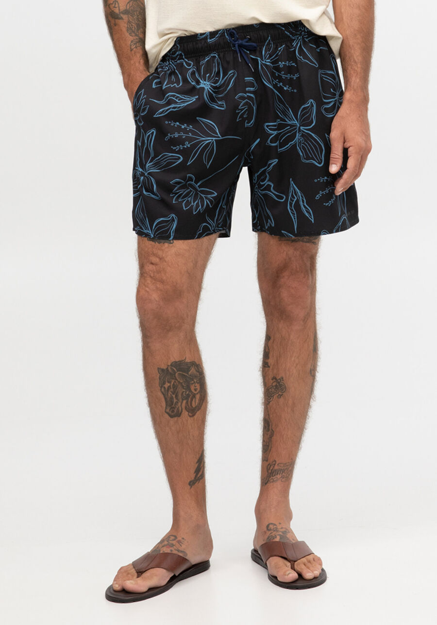Shorts Masculino com Estampa Floral, MARINHO ACTION. Shorts Masculino com Estampa Floral, MARINHO ACTION, large.