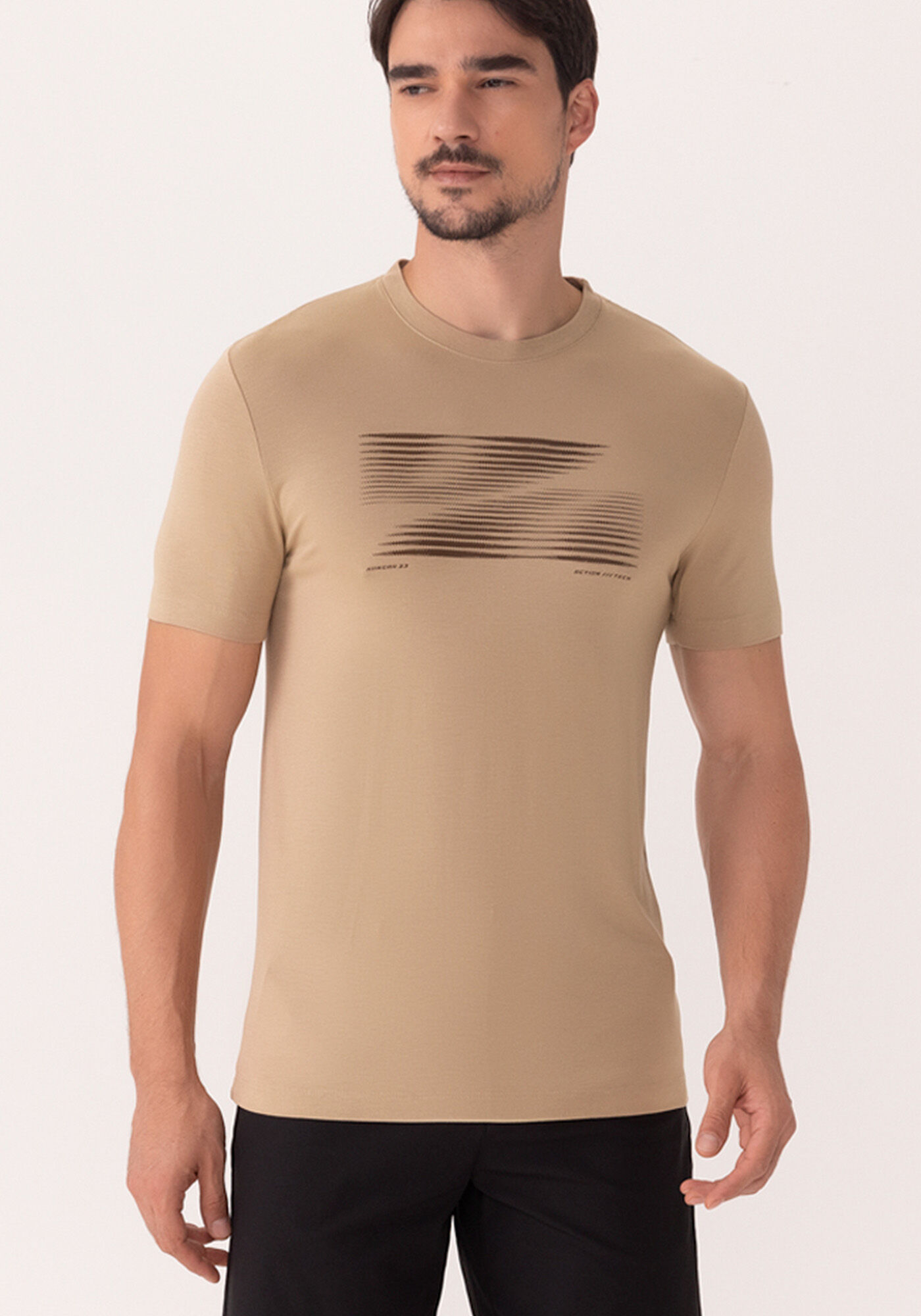 Camiseta Com Mangas Curtas E Estampa Em Malha Sustent&aacute;vel, BEGE MACCHIATO, large.