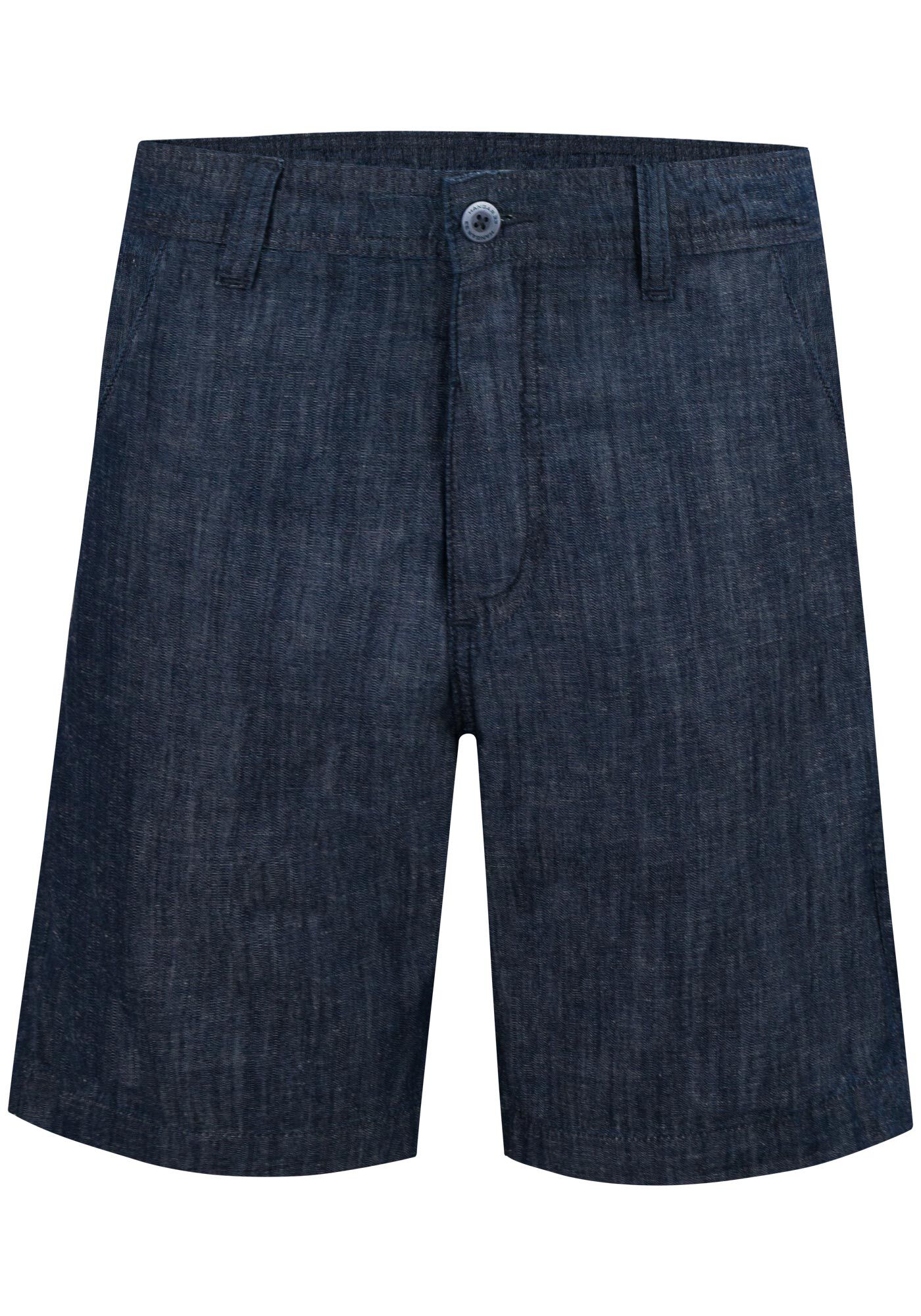 Shorts Jeans Reto Amaciado Com Linho E Bolsos, JEANS, large.