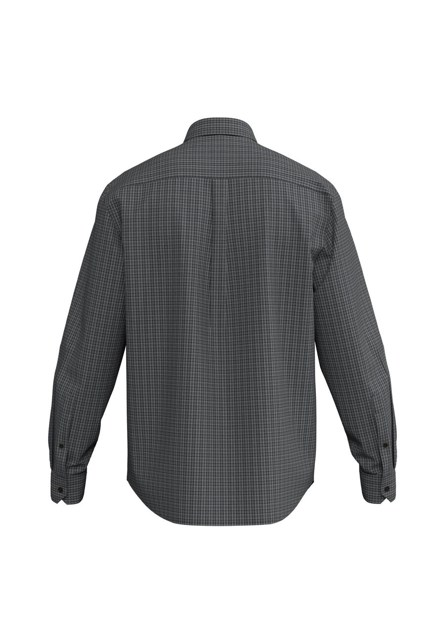 Camisa Masculina Comfort De Mangas Longas Em Algodão Fio 40, CINZA XAXADO. Camisa Masculina Comfort De Mangas Longas Em Algodão Fio 40, CINZA XAXADO, large.