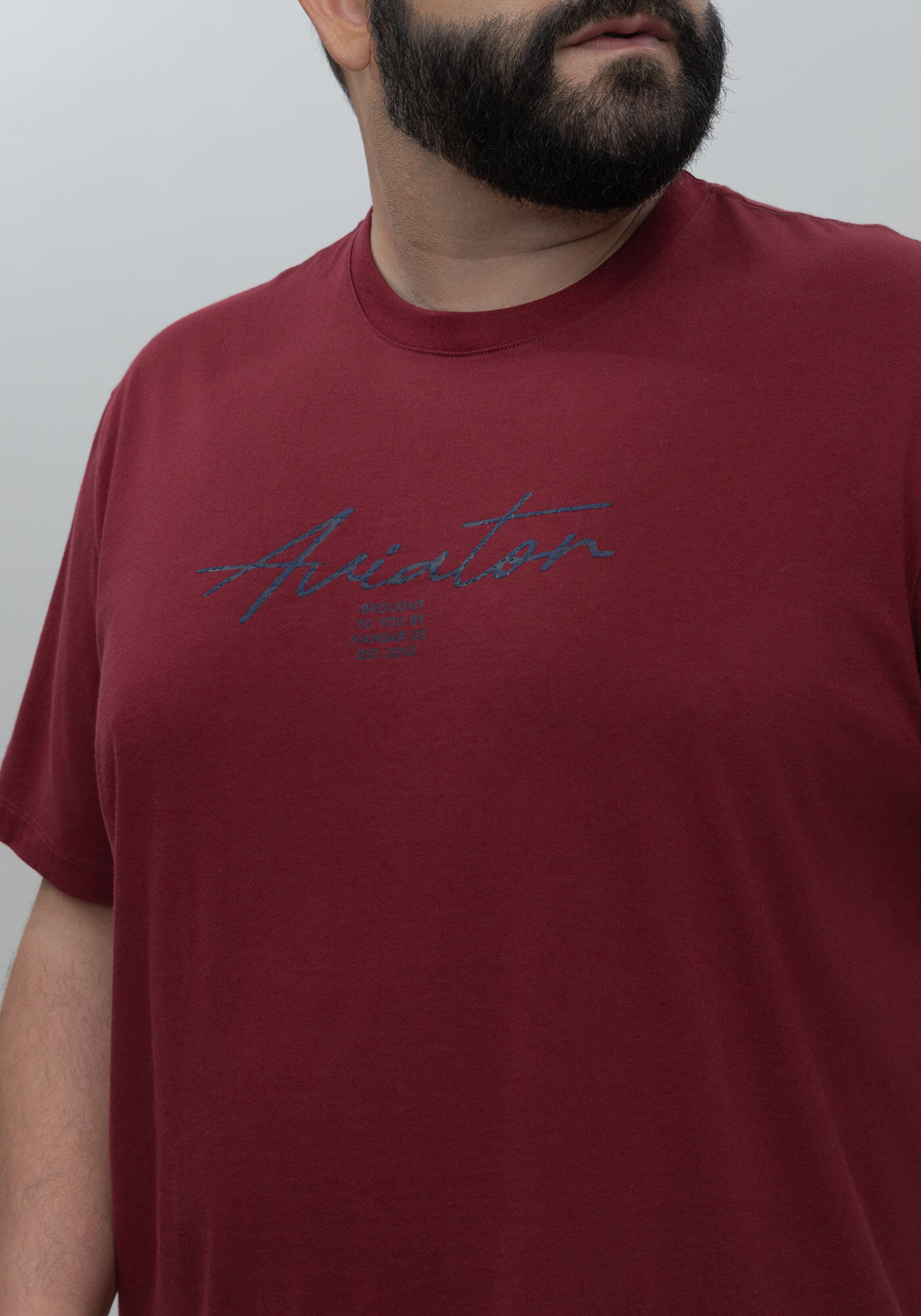 Camiseta De Mangas Curtas Em Malha De Algod&atilde;o Big & Tall, BORDO BURN RED, large.