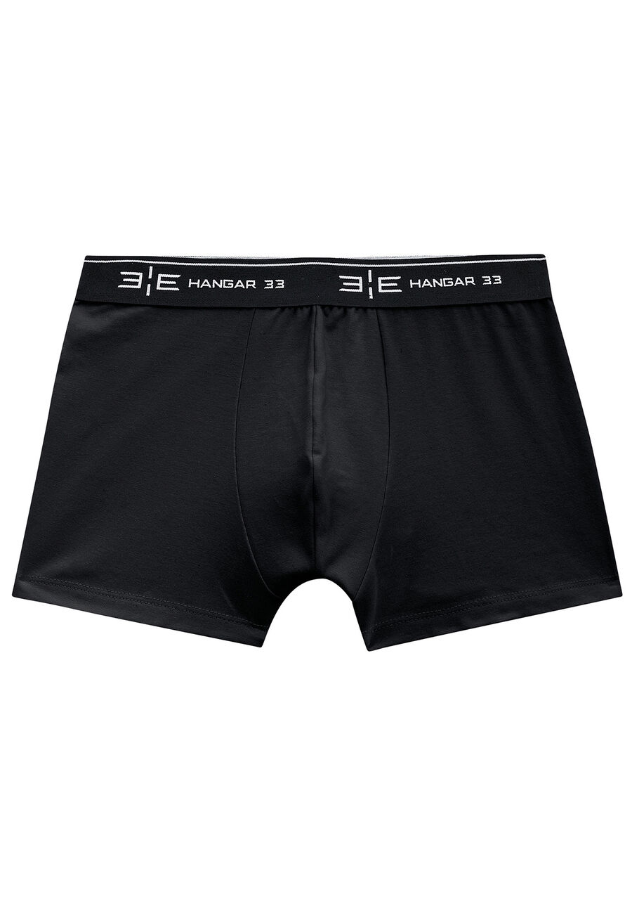 Cueca Boxer Em Malha De Algodão Com Elastano, PRETO REATIVO. Cueca Boxer Em Malha De Algodão Com Elastano, PRETO REATIVO, large.
