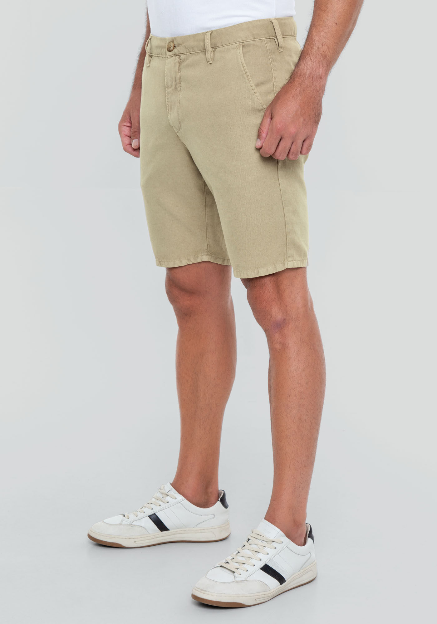 Bermuda Sarja Masculina Reta Estonada, BEGE SYSTEM, large.