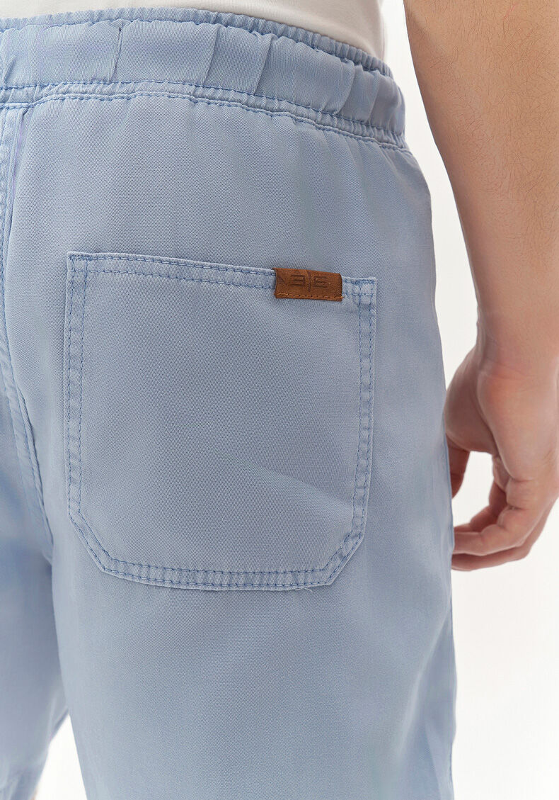 Shorts Jogging Com Bolsos Em Sarja Estonada, AZUL BRUMA, large.