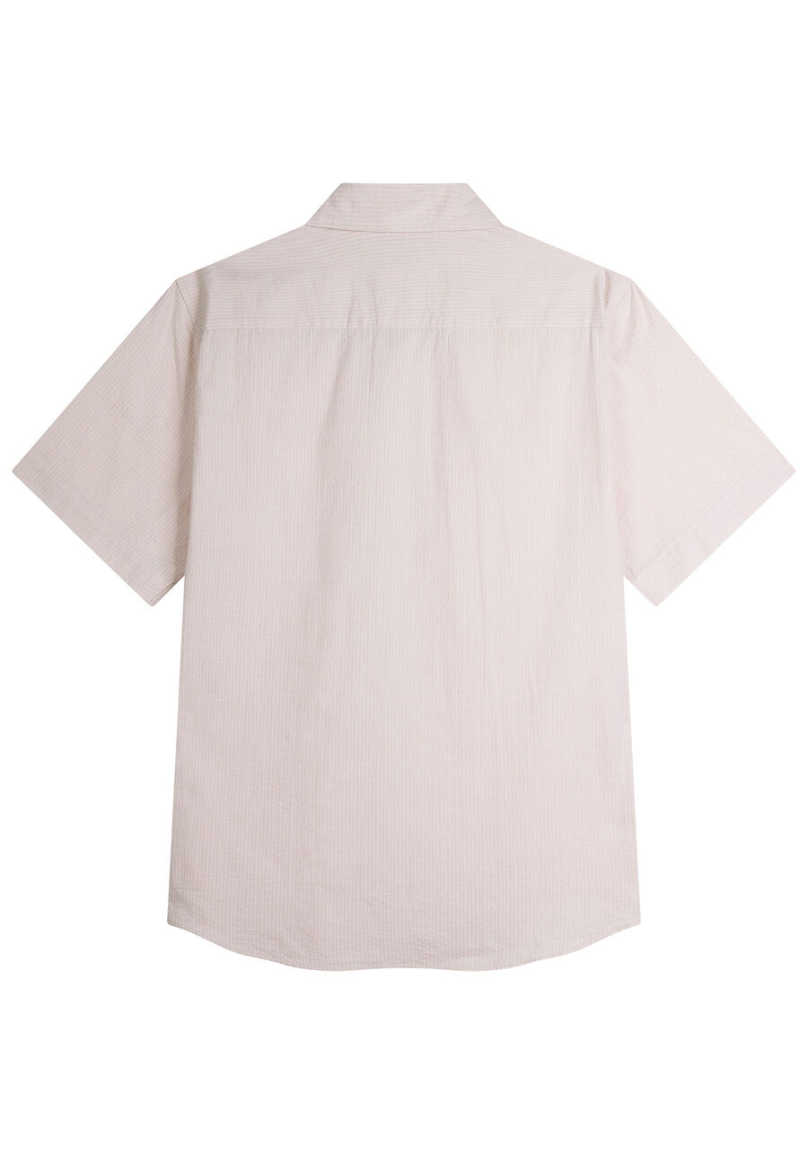 Camisa Masculina Slim Fit com Manga Curta, BEGE SYSTEM. Camisa Masculina Slim Fit com Manga Curta, BEGE SYSTEM, large.