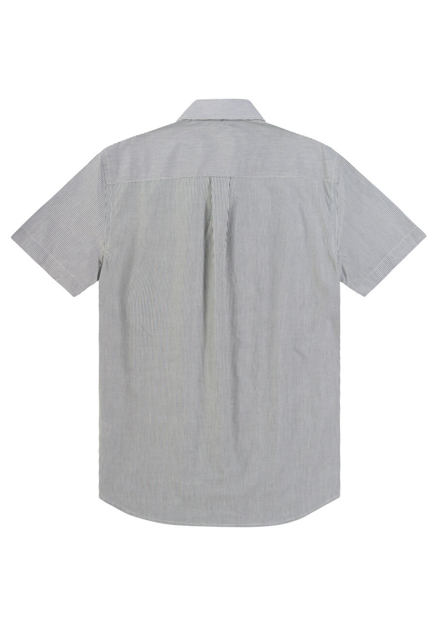 Camisa Manga Curta Masculina Confort em Fio Egípcio, BRANCO/PRETO, large.