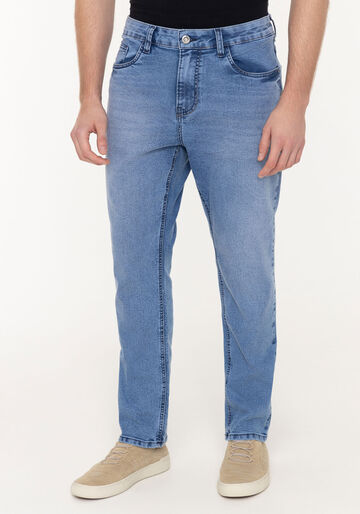 Calça Jeans Masculina Slim Com Elastano E Bolsos Turbofan, JEANS. Calça Jeans Masculina Slim Com Elastano E Bolsos Turbofan, JEANS, large.