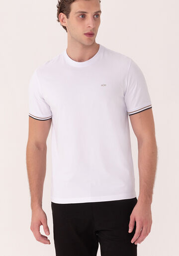 Camiseta De Mangas Curtas Com Retilínea Em Malha Responsável, BRANCO. Camiseta De Mangas Curtas Com Retilínea Em Malha Responsável, BRANCO, large.