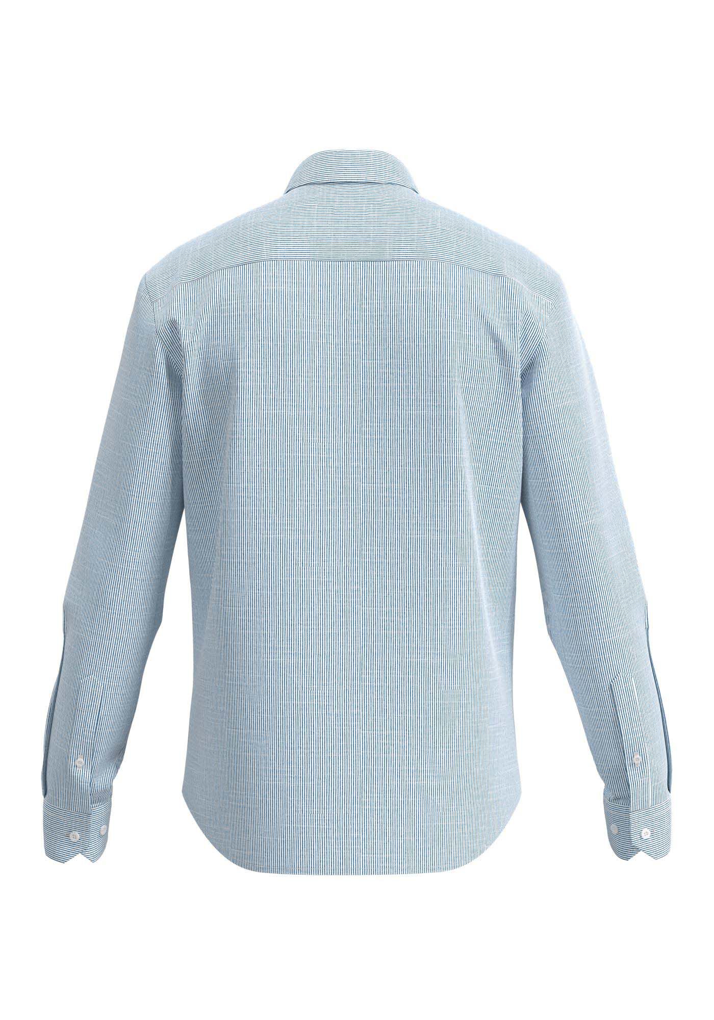 Camisa Listrada De Mangas Longas Slim Fit Com Linho, MARINHO ACTION, large.