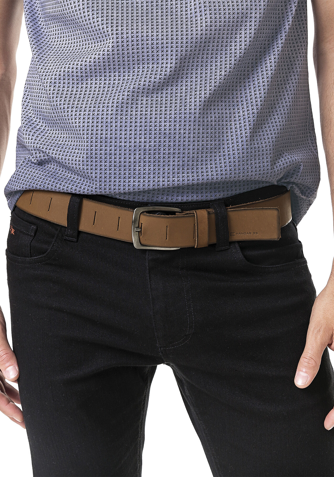 Cinto masculino em couro, MARROM SMOKE, large.