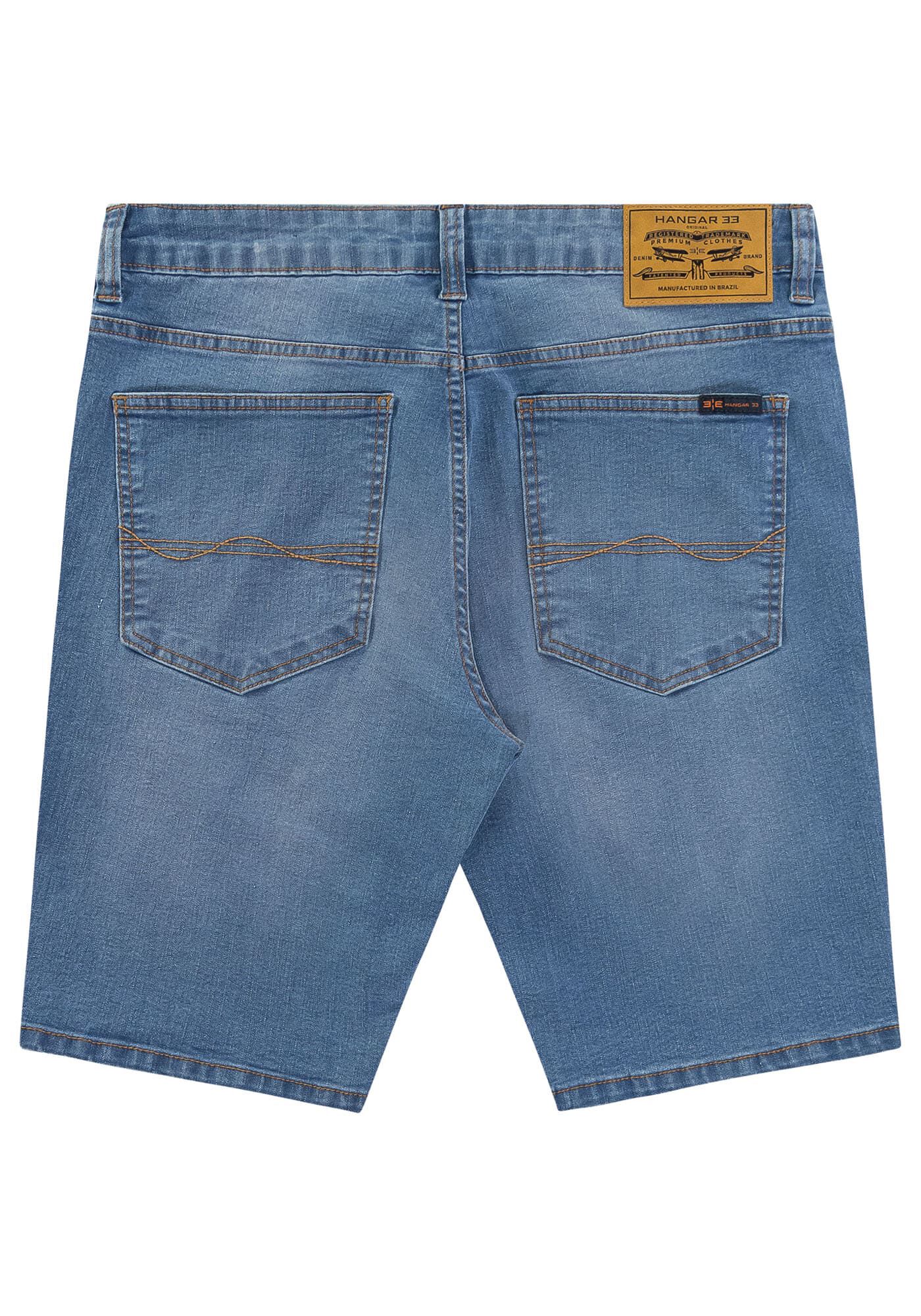 Bermuda Jeans Masculina Reta com Elastano, JEANS, large.
