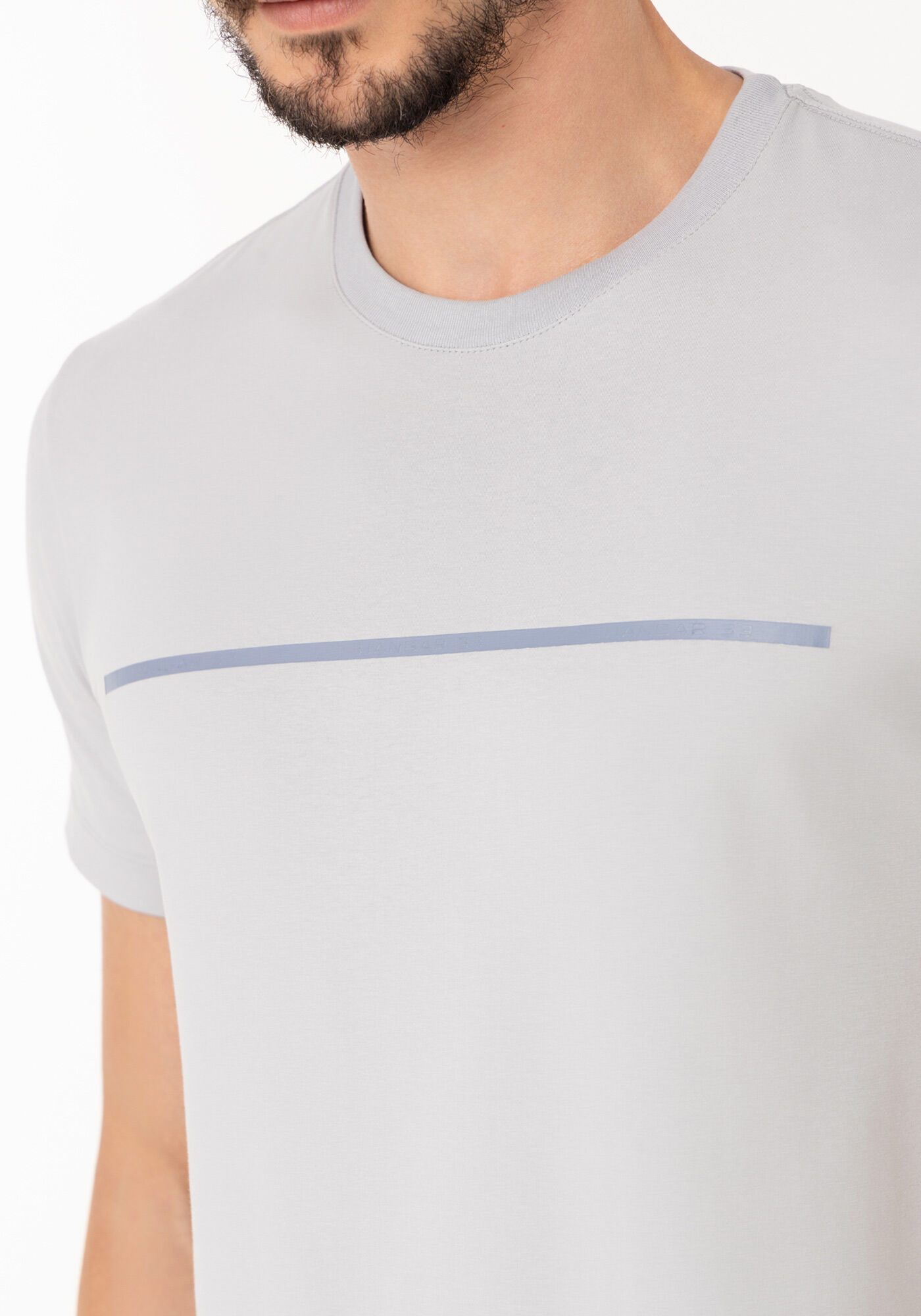 Camiseta De Mangas Curtas Em Malha De Algod&atilde;o E Elastano, CINZA GLISTEN, large.