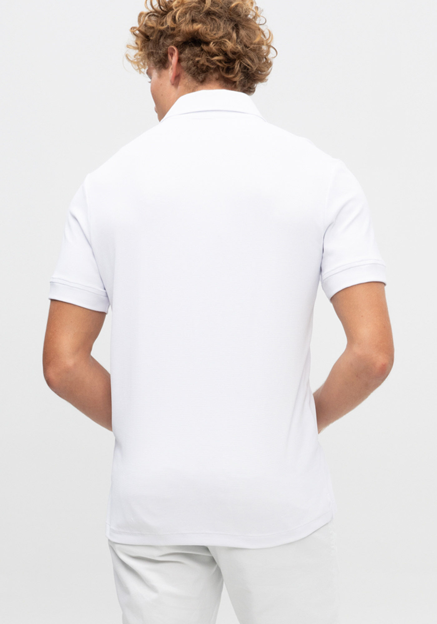 Camisa Polo Masculina em Malha Piquet Poliamida, BRANCO, large.
