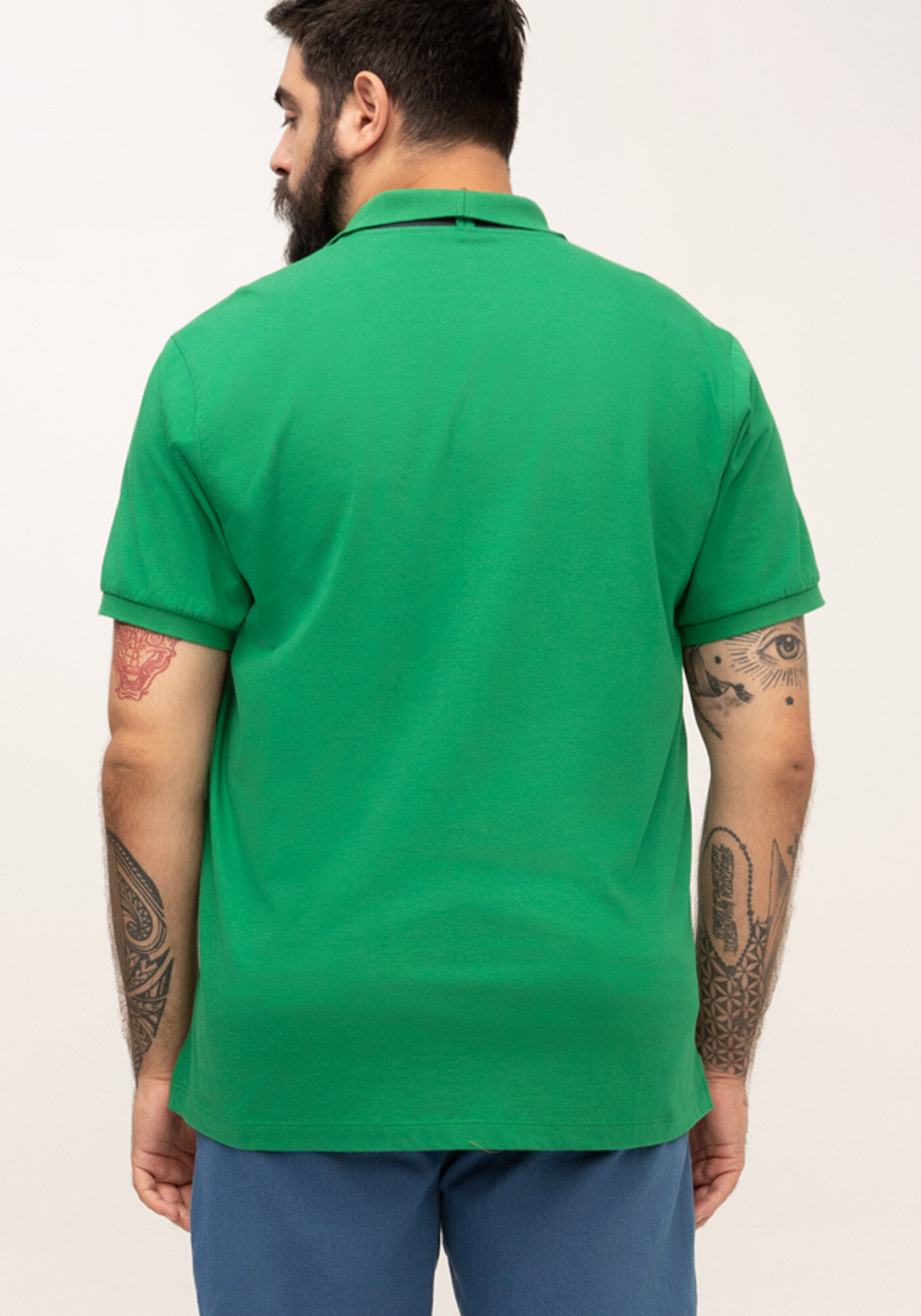 Camisa Polo Masculina Big & Tall com Retil&iacute;nea, VERDE ALBERCA, large.