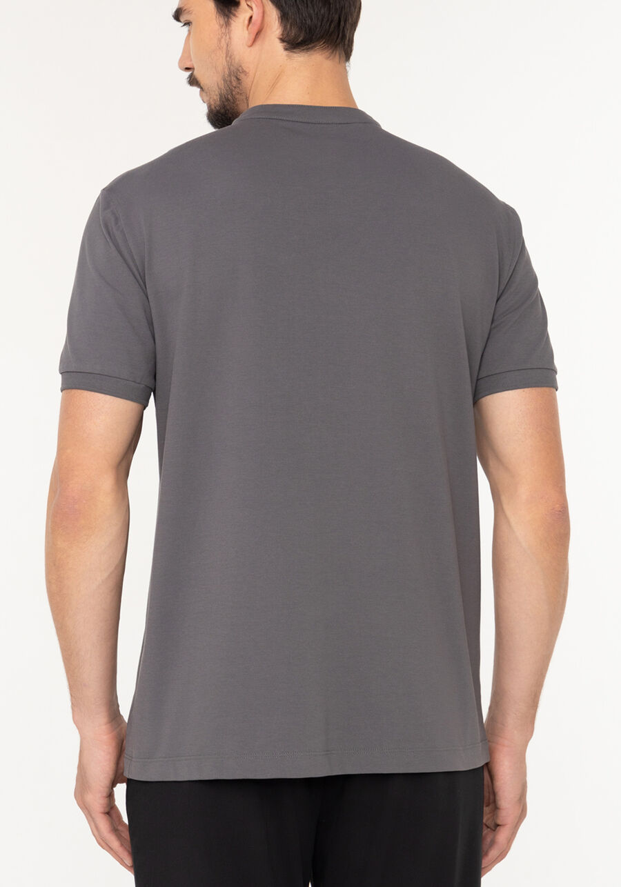 Camisa Com Gola Padre Em Malha Piquet De Algodão Pima, CINZA NIGHTCALL. Camisa Com Gola Padre Em Malha Piquet De Algodão Pima, CINZA NIGHTCALL, large.