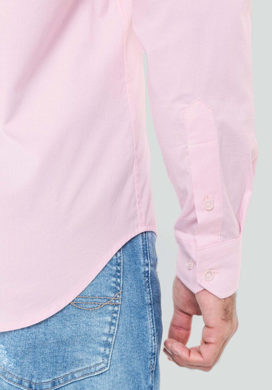 Camisa Masculina Slim Fit com Elasticidade, ROSA. Camisa Masculina Slim Fit com Elasticidade, ROSA, large.