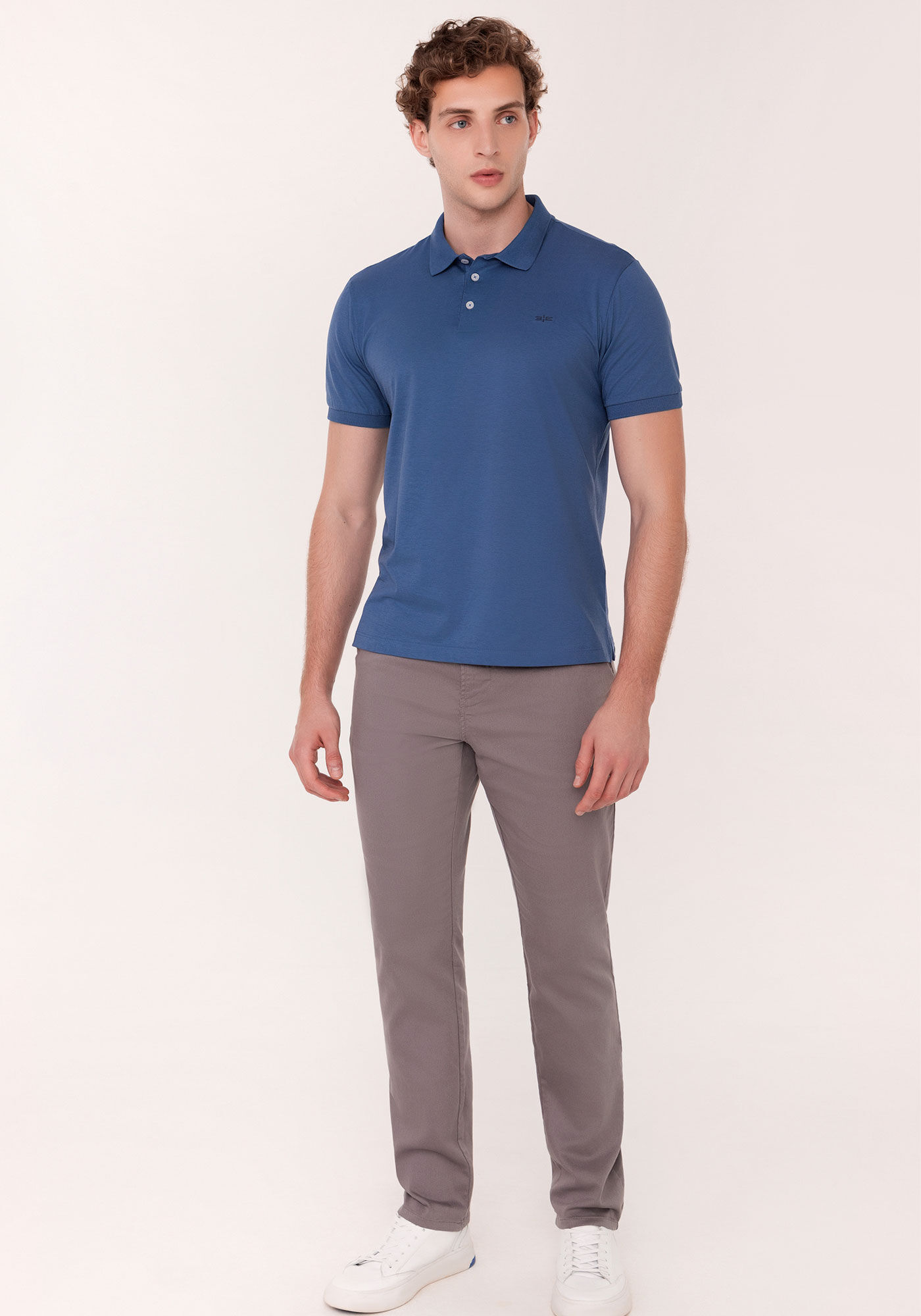 Camisa Polo De Mangas Curtas Em Algod&atilde;o Pima, AZUL SEED, large.