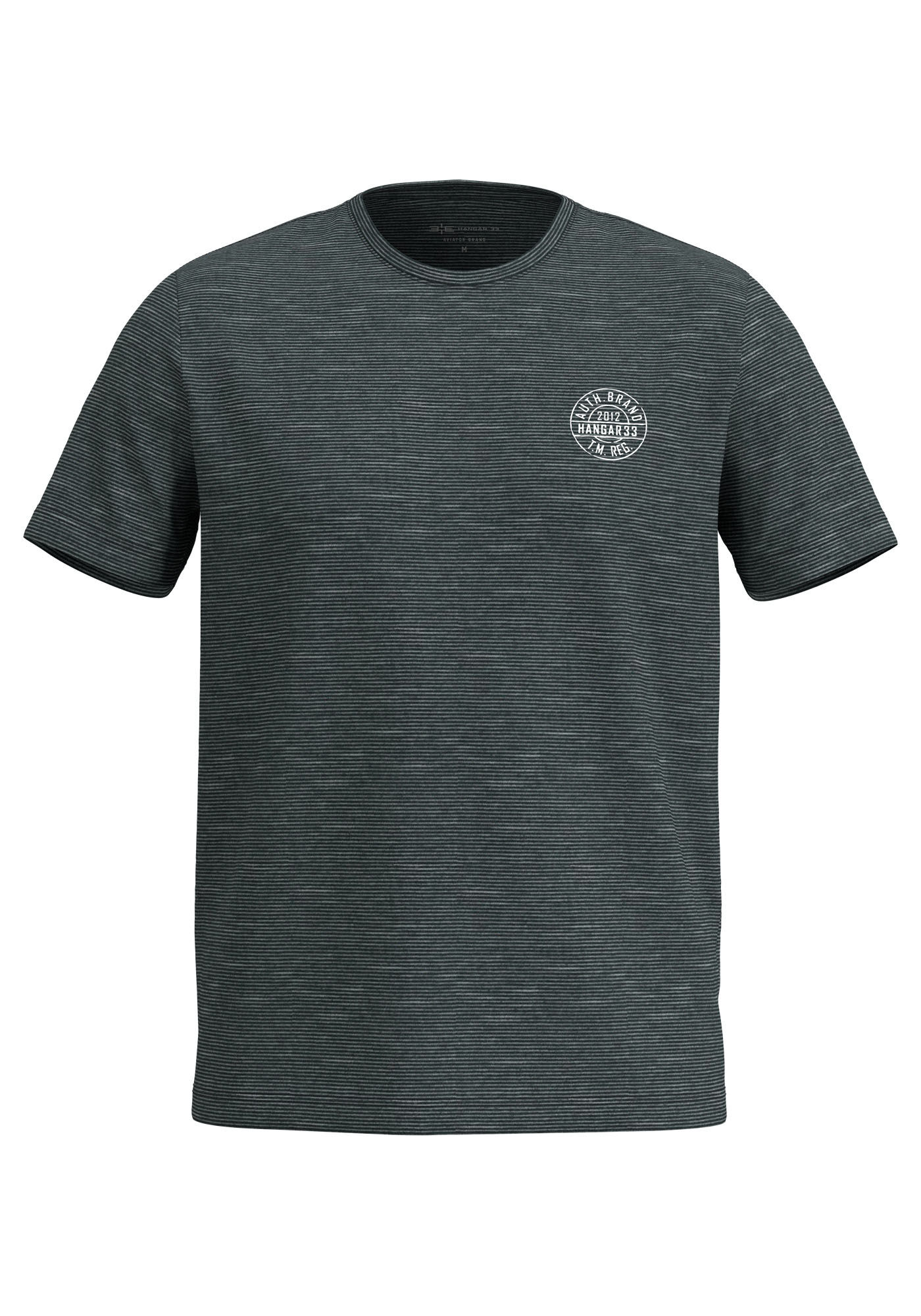 Camiseta De Mangas Curtas Em Malha Listrada Flam&ecirc;, PRETO, large.