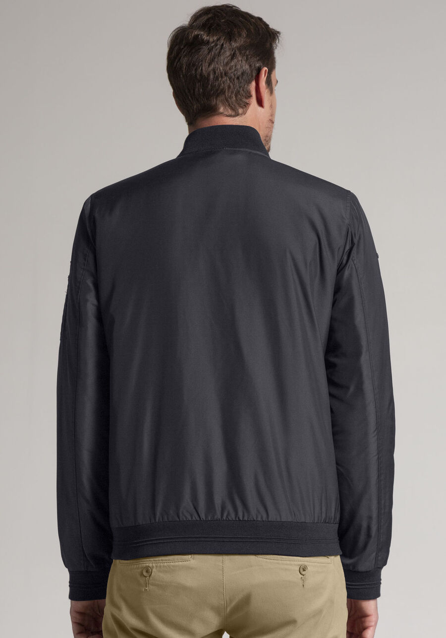 Jaqueta Bomber Masculina com Bolso Zíper, MARINHO ACTION. Jaqueta Bomber Masculina com Bolso Zíper, MARINHO ACTION, large.