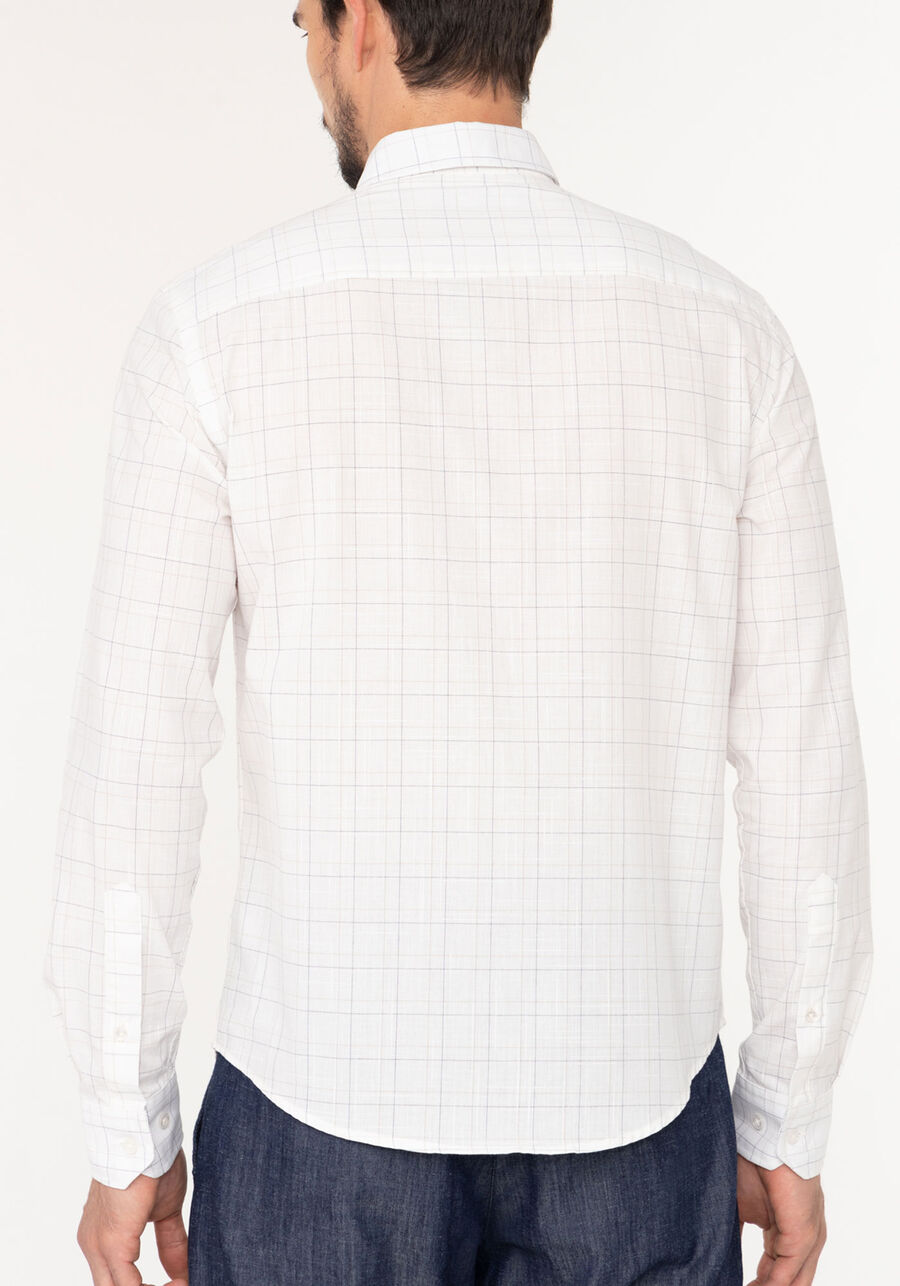 Camisa Slim Fit De Mangas Longas Em Tecido Responsável, OFF WHITE. Camisa Slim Fit De Mangas Longas Em Tecido Responsável, OFF WHITE, large.