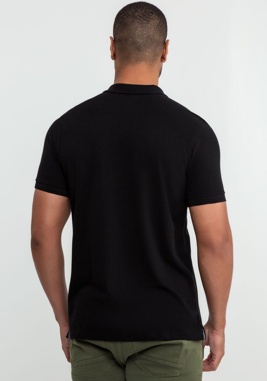Camisa Polo Clássica em Malha Piquet Pima, PRETO REATIVO. Camisa Polo Clássica em Malha Piquet Pima, PRETO REATIVO, large.